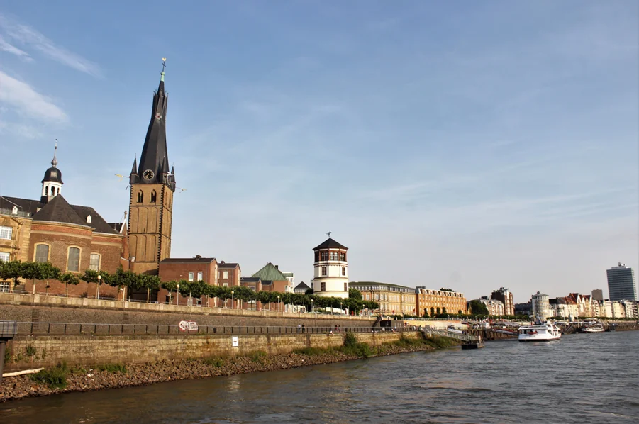 Dusseldorf old town on the east side of the river Rhine