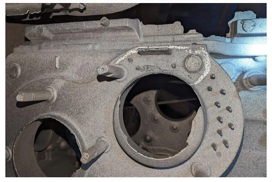Another casting before MouldMax — surface defects visible